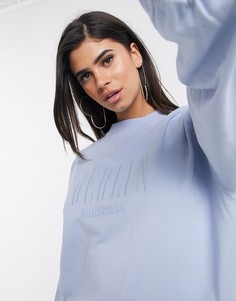 Свободный свитшот с вышивкой "Berlin" в тон ASOS DESIGN-Синий