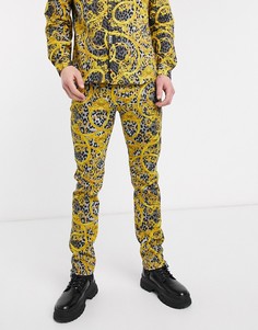 Черные узкие джинсы с золотистым принтом Versace Jeans Couture-Черный