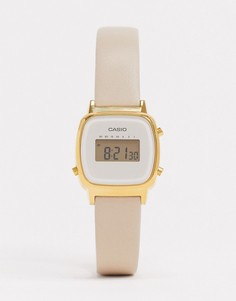 Цифровые часы с кожаным ремешком кремового цвета Casio-Кремовый