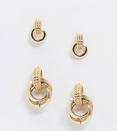 Набор золотистых серег-колец Reclaimed Vintage-Золотой
