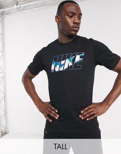 Черная футболка с камуфляжным принтом Nike Training Tall-Черный