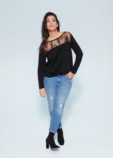 Футболка с кружевом - Relace6 Mango