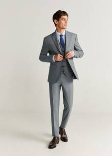 Костюмные брюки slim fit с мелкой фактурной выделкой - Brasilia Mango