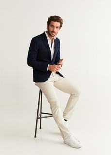 Хлопковый пиджак slim fit с налокотниками - Verner Mango