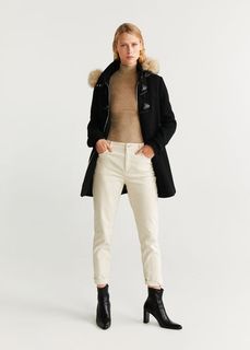 Пальто с мехом на капюшоне - Woolperk Mango