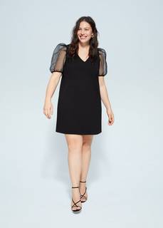 Платье с полупрозрачными рукавами в крапинку - Danza Mango