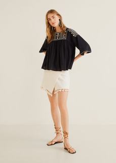 Хлопковая блузка с вышивкой - Etnic Mango