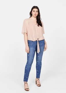 Блузка в крапинку с вышивкой - Campo Mango