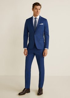 Костюмные брюки super slim fit с мелкой фактурной выделкой - Paulo Mango