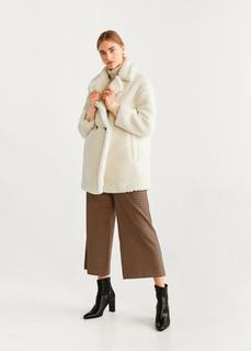 Двубортное пальто из искусственной овчины - Shortbox Mango