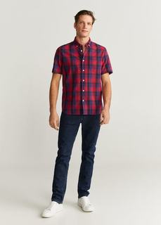 Хлопковая рубашка regular fit в клетку - Check-h Mango