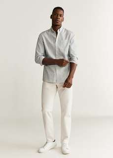 Рубашка slim fit в полоску с карманом - Misty-i Mango