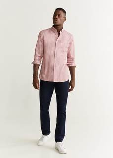 Рубашка slim fit в полоску с карманом - Misty-i Mango