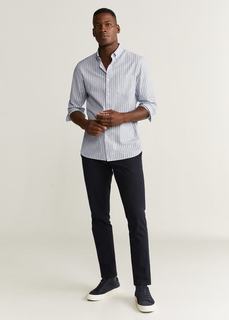 Рубашка slim fit в полоску с карманом - Misty-i Mango