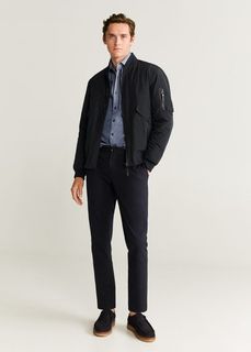Меланжевая рубашка slim fit из хлопка - Adara Mango