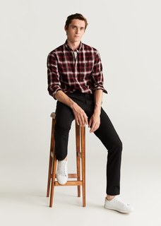 Хлопковая рубашка slim fit в клетку - Out Mango