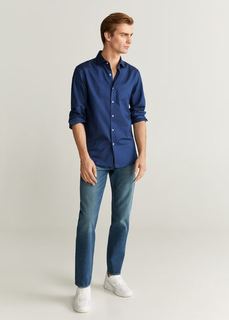Хлопковая рубашка slim fit в крапинку - Dotty Mango