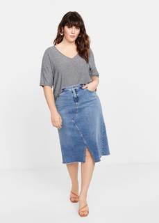 Футболка из трикотажа в полоску - Misture2 Mango