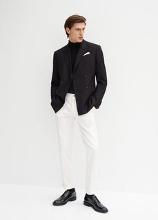 Костюмные брюки slim fit с контрастной отделкой - Shaw Mango