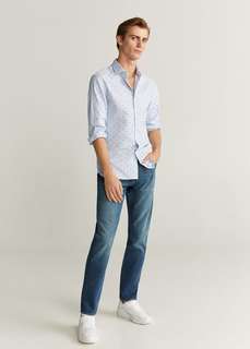 Хлопковая рубашка slim fit с принтом - Panoxa Mango
