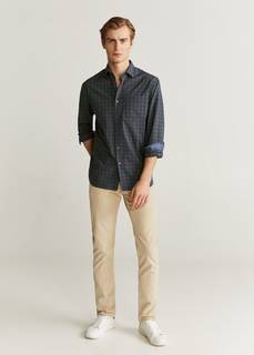 Хлопковая рубашка regular fit в клетку - Paint Mango