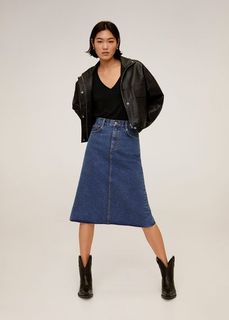 Струящаяся футболка с V-образной горловиной - Ribover Mango