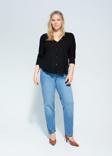 Футболка в рубчик с пуговицами - Charlot Mango