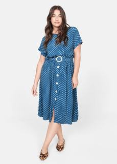 Платье в горошек с поясом - Julia5 Mango