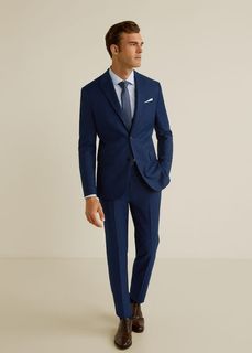 Костюмные брюки slim fit с мелкой фактурной выделкой - Brasilia Mango