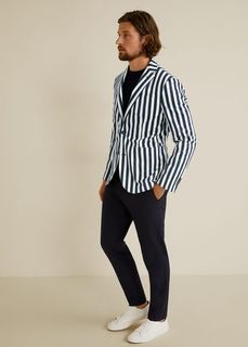 Пиджак slim fit из хлопка в полоску - Pertuis-i Mango