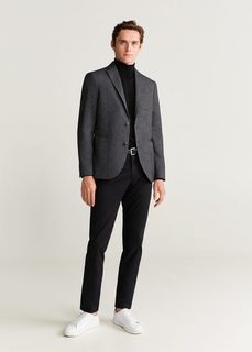 Пиджак slim fit с фактурной выделкой в елочку - Espiga Mango