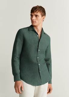 Рубашка slim fit 100% лен - Parrot Mango