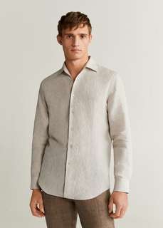 Рубашка slim fit 100% лен - Parrot Mango