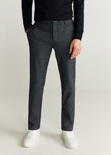 Меланжевые брюки slim fit с фактурной выделкой - Trapani Mango