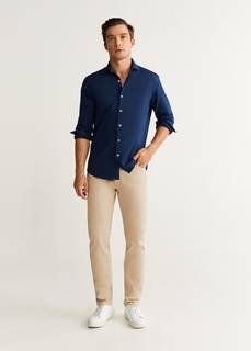 Рубашка slim fit королевское индиго с фактурной выделкой - Jazz Mango