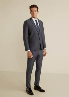 Костюмные брюки super slim fit с мелкой фактурной выделкой - Paulo Mango