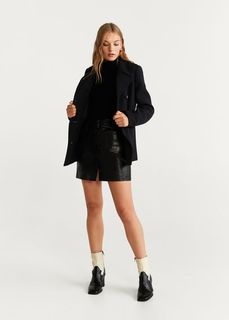 Двубортное пальто с шерстью - Peacoat Mango