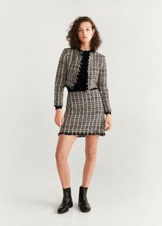 Мини-юбка из твида в клетку - Legend Mango