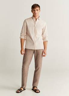 Хлопковая рубашка regular fit в полоску - Ring Mango
