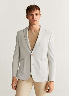 Структурный пиджак slim fit из хлопка - Sanday Mango