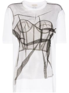 Alexander McQueen футболка из тюля с принтом