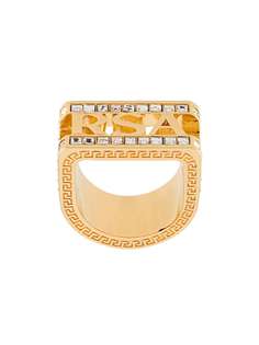 Versace crystal logo ring