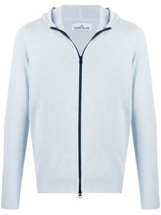Stone Island свитер на молнии с капюшоном и логотипом