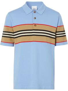 Burberry рубашка-поло в полоску Icon Stripe