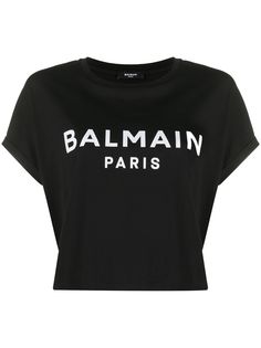 Balmain укороченная футболка с логотипом