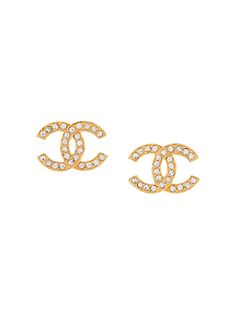 Chanel Pre-Owned серьги 1990-х годов с кристаллами и логотипом CC