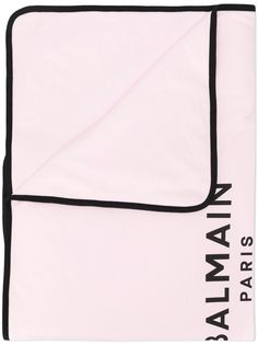 Balmain Kids двухцветное одеяло с логотипом