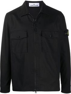 Stone Island куртка-рубашка с нашивкой-логотипом