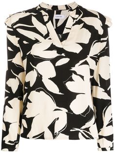 Calvin Klein блузка с оборками и цветочным принтом
