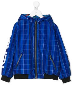 Kenzo Kids куртка на молнии с капюшоном и логотипом